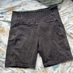 Aerie high waisted distressed black biker shorts with pockets